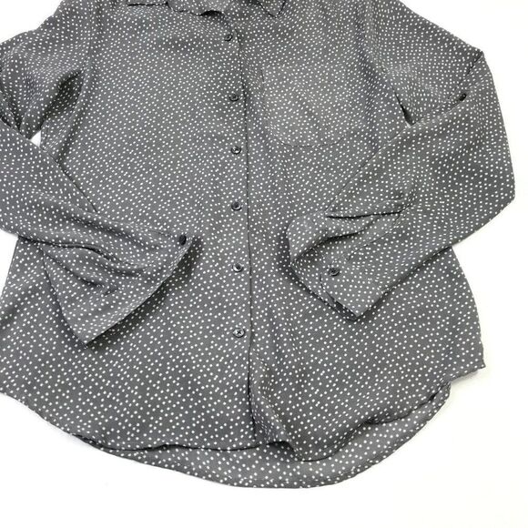 Ann Taylor Womens Button Down Blouse Diamond Print Long Sleeve Workwear Small - Picture 2 of 12